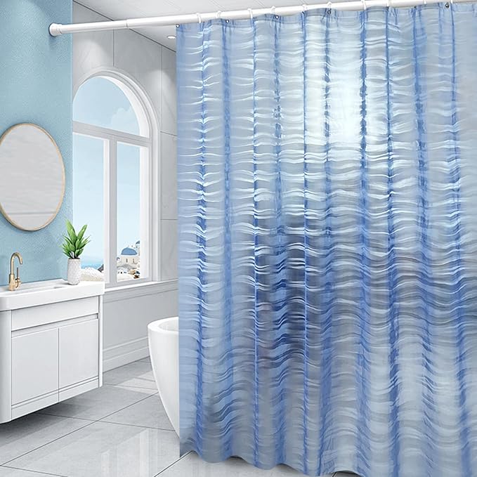 Plastic Shower Liner - Premium EVA 4G Shower Curtain Liner with Rustproof Grommets and 3 Weighted Magnets, Waterproof Shower Curtains for Bathroom (Ripple)