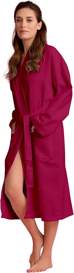 Women's Personalized Luxury Cotton Bathrobe-Customizable Waffle Lightweight Robe-Soft & Absorbent