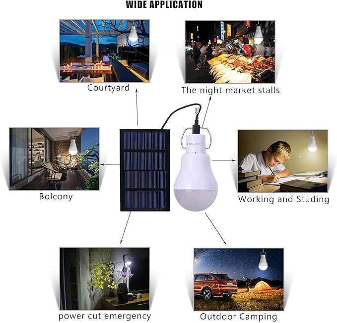 Solar Powered Light Led Bulb Solar Lights Camping Lamp Emergency Light Bulbs Solar Lamp for Home Shed Patio Garden Chicken Coop Barn Pet House Patio Path Deck Lantern