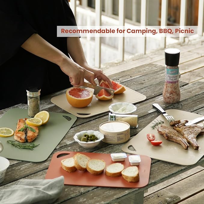 Flexible Cutting Board – Premium TPU Cutting Mat, Thick, Knife Friendly, Non-Slip, Dishwasher Safe Kitchen Prep Board, Made in Korea, Brick Large (1 Pack)