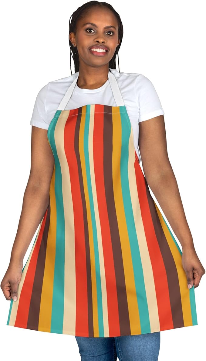Retro Vertical Stripes Apron | Colorful Kitchen Stripe Apron