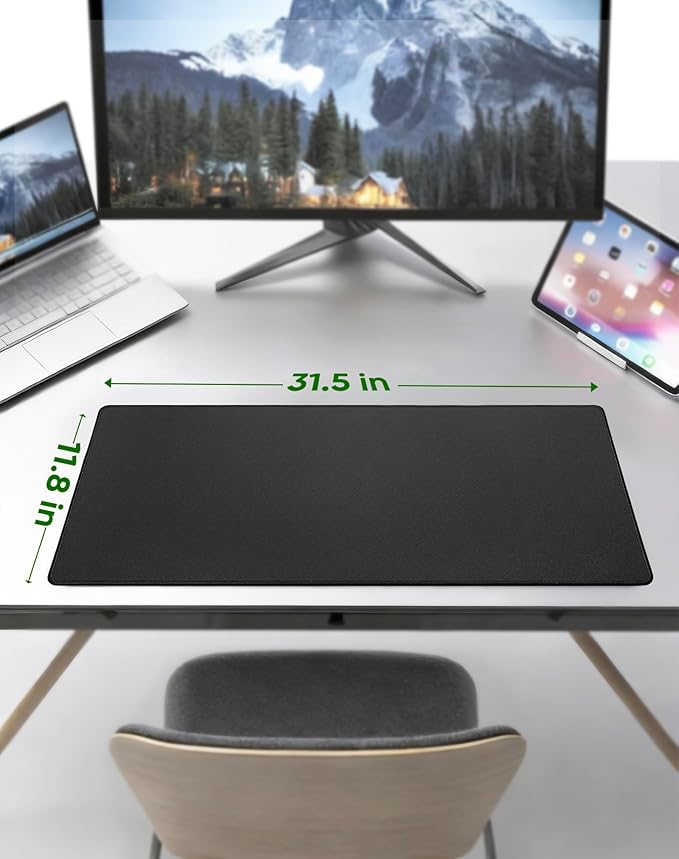 ALOANES Large Gaming Mouse Pad with Non-Slip Rubber Base,Stitched Edge,Desk mat for Laptop,Computer & PC, Wristing Pad for Gamer,Office & Home,Classic Black XL 11.81''x31.50''x0.12''