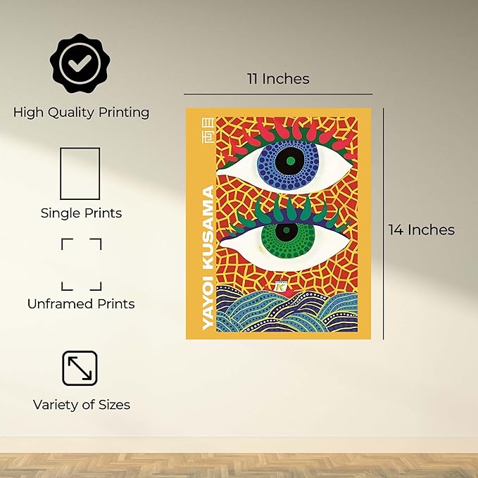 InkFlow Posters Abstract Pop Art Eyes Poster - Bold Repeating Pattern Graphic - Modern Wall Art for Living Room, Bedroom, Home - 11x14 Unframed Canvas Print