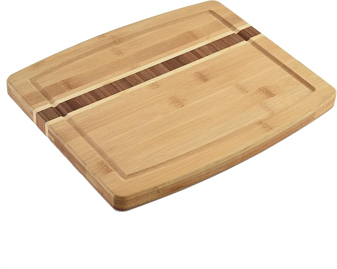 Norpro 12x10-Inch Bamboo Cutting Board with Juice Catching Groove, Brown (7637)