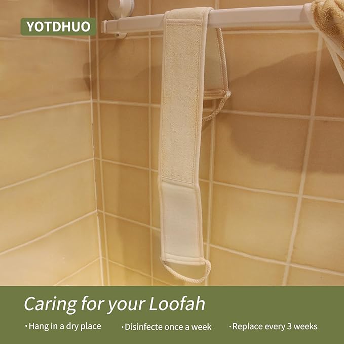 Natural Loofah Back Scrubber for Shower(1Pack),Luffa Sponge Exfoliating Bath Strap Made from Organic Loofa for Men and Women