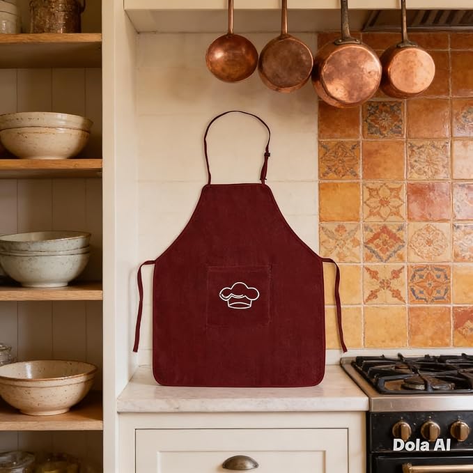 Abstract Terry Cotton Aprons For Cooking - Chef Apron with Pocket Adjustable Neck Strap - Kitchen Apron Men Women - 24"x28"