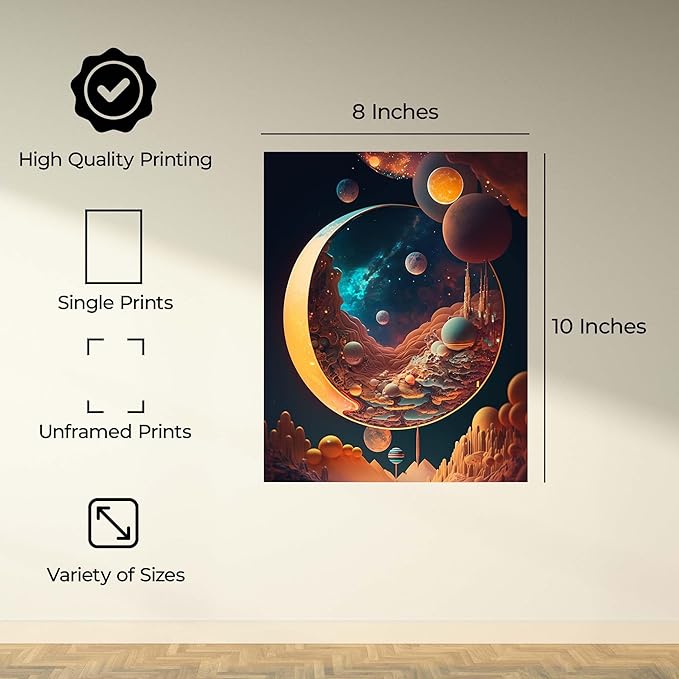InkFlow Posters Moon Abstract Poster - Abstract & Modern Art for Home, Office, Bedroom, or Living Room Décor - Unique and Inspirational Wall Art - 8x10 Unframed Canvas Print