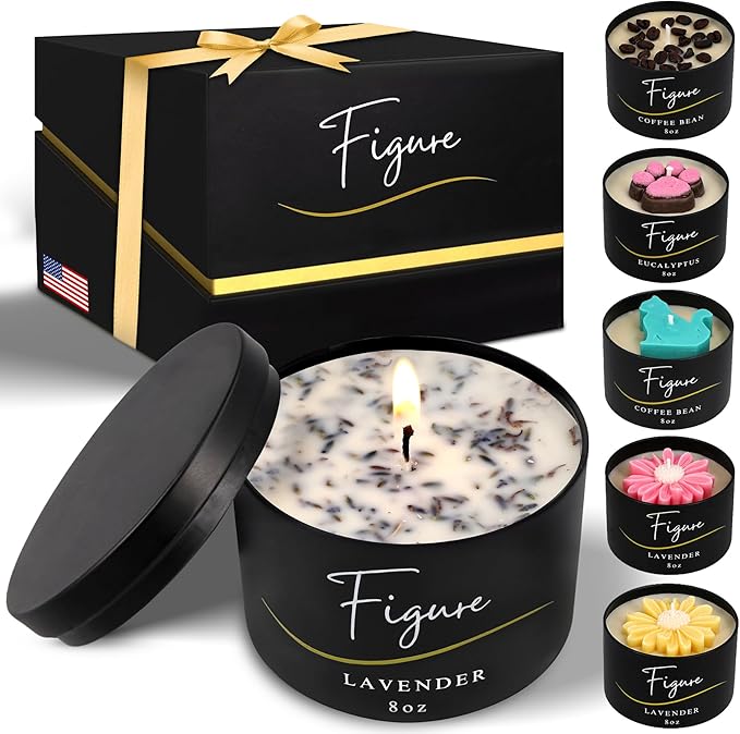 Lavender Aromatherapy Candle โ 100% Beeswax & Organic Soy Blend with Real Lavender Sprigs | Clean Burn Floral Candle Premium Gift for Her