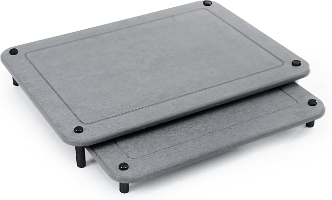 Jaye & Blake 2 PCs Nesting Stone Dish Drying Mats for Kitchen Counter | Absorbent Quick Drying Diatomaceous Earth Stone Drying Mat with Non-Slip Feet | Dark Grey - Solid Design - Black Screws
