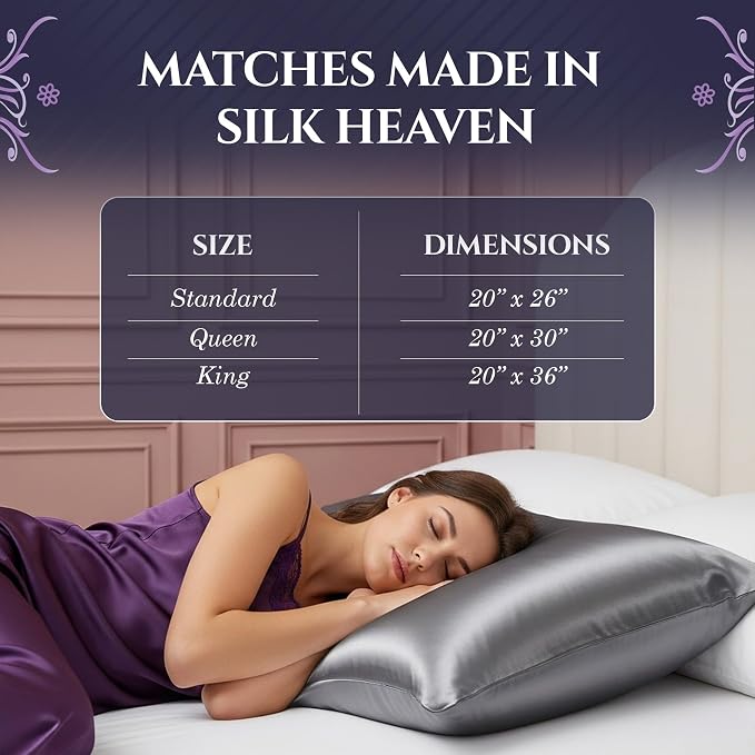 DECOLURE 100% Pure Mulberry Silk Pillow Case King Size – Highest Grade 30 Momme 6A+, Luxuriously Soft & Cooling Silk Pillowcase for Hair & Skin, Hypoallergenic, Breathable, Hidden Zipper (Grey)