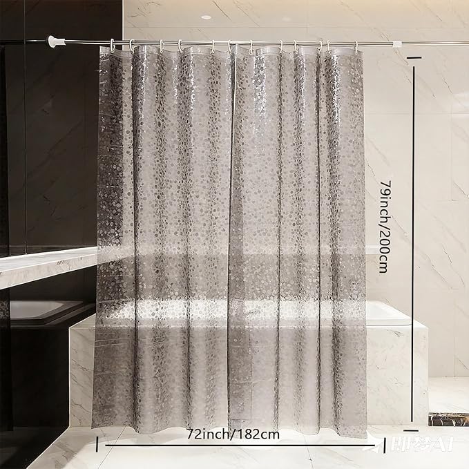 Shower Curtain Liner, Waterproof EVA 3D Shower Curtains with Duty Heavy Bottom Magnets and Rust Proof Grommets, Weighted Shower Liner for Shower Stall, Bathtubs