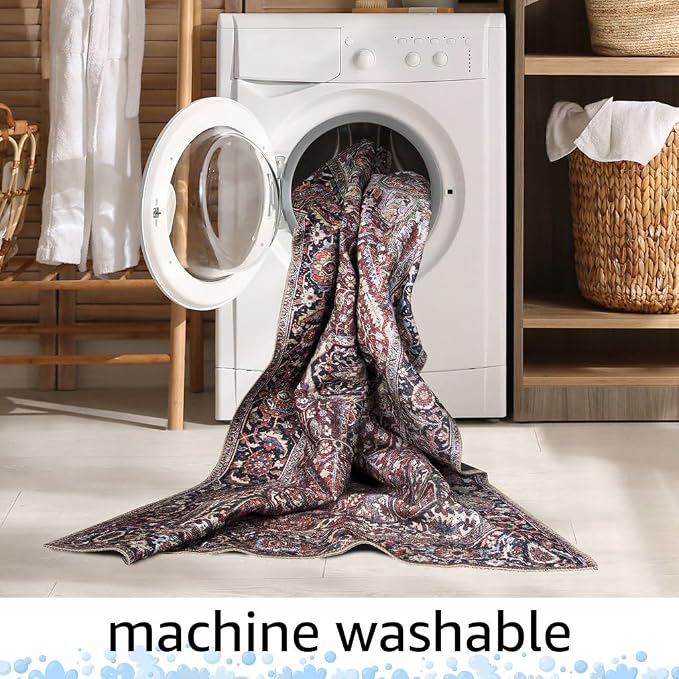 Keen Home Design 30"x120" Rug - Machine Washable Runner Rug with Non-Slip Backing, Ideal for Hallway, Entryway, Kitchen, Laundry Room - Vintage, Easy Clean, Durable, Low Pile - (2'6" x 10')