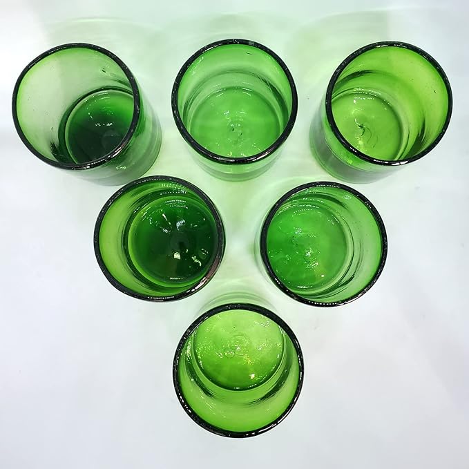 Solid Emerald Green 9 oz Short Tumblers (set of 6), Recycled Glass, Lead-free, Toxin-Free (9oz Tumbler)