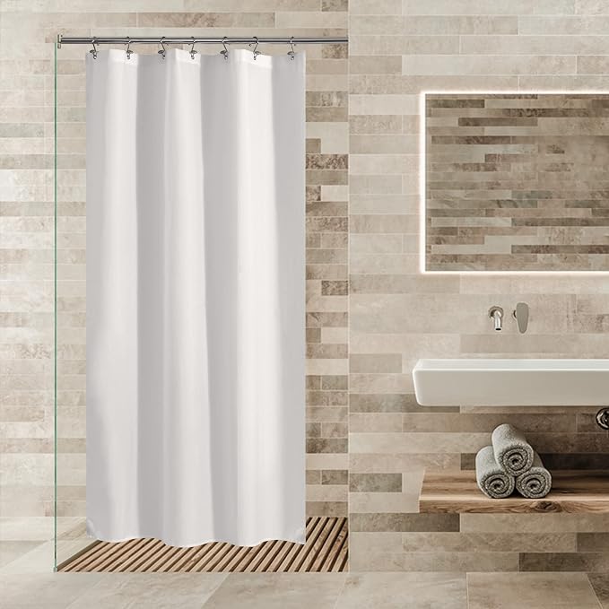 ALYVIA SPRING Stall Fabric Shower Curtain Liner Waterproof - 36" x 72", Soft & Lightweight Small Shower Curtain with Magnets for Narrow Stall Size, Machine Washable - 36x72, White