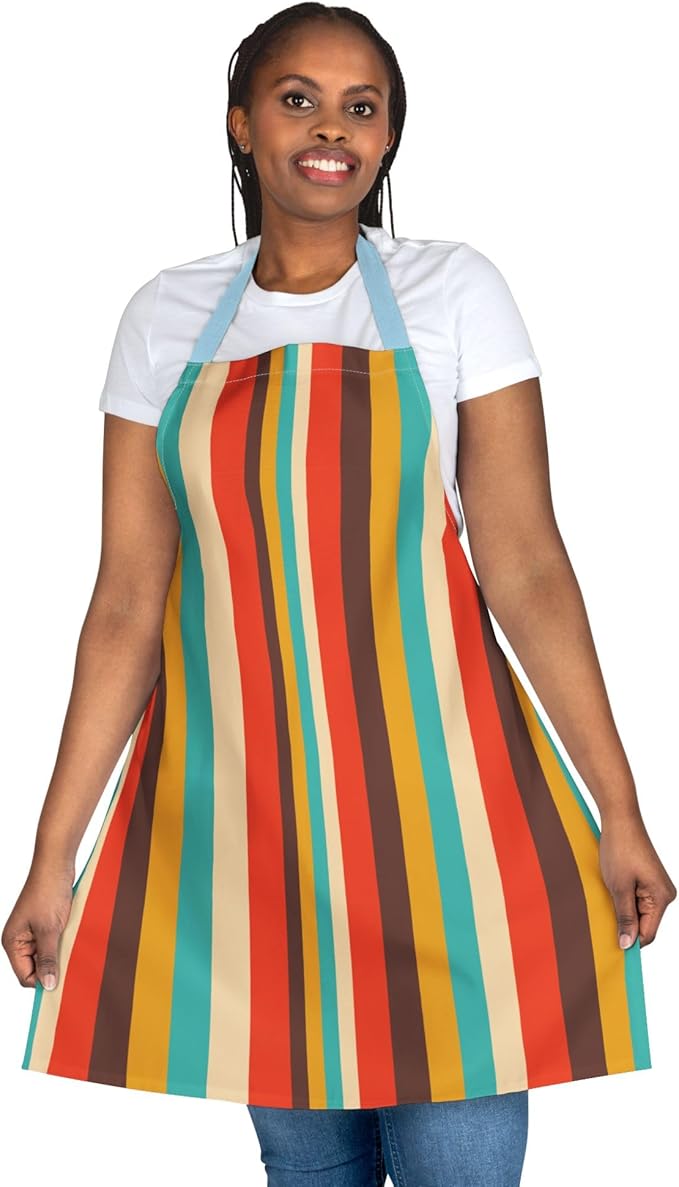 Retro Vertical Stripes Apron | Colorful Kitchen Stripe Apron