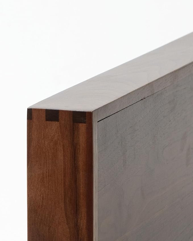 22 x 22 inches Large Square Solid Black Walnut Wooden Ottoman Tray Table Platter Decorative Serving Tray with Handle for Oversized Ottoman Home Breakfast in Bed Tea Coffee