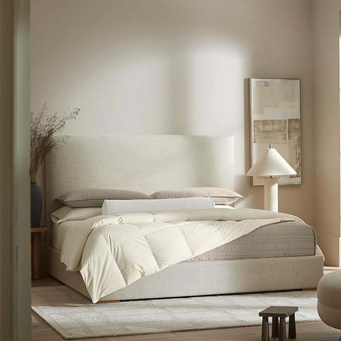 BOLL & BRANCH Percale Quilted Down Alternative Comforter - Twin/Twin XL, Cream - Duvet Insert and Cover in One Layer - All-Season, Luxury Organic Cotton, Hypoallergenic Primaloft - 1 Comforter