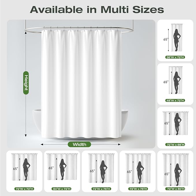 Short Shower Curtain Liner 60 Inch Length, Machine Washable Cloth Shower Liner Odorless Hotel Quality, White Fabric Waterproof Shower Curtains for Bathroom, 72 x 60 inch