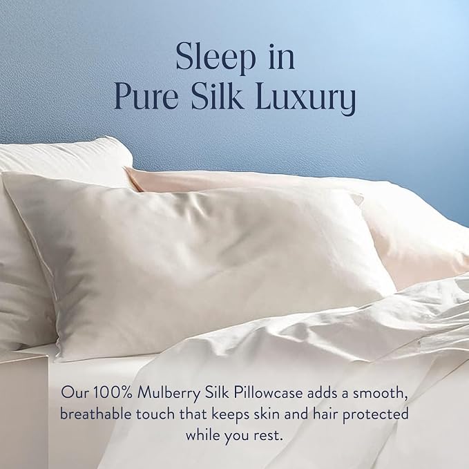Brooklinen Mulberry Silk Pillowcase – 100% Pure Silk Pillow Case, Soft & Durable, Anti-Friction Comfort, Hight Quality Smooth Texture – Machine Washable & Breathable – King Size (Ivory)
