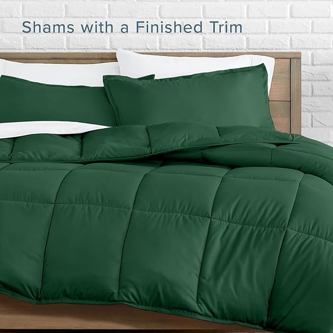 Bare Home Comforter Set - California King Size - Ultra-Soft - Goose Down Alternative - Premium 1800 Series - All Season Warmth (California King, Forest Green)