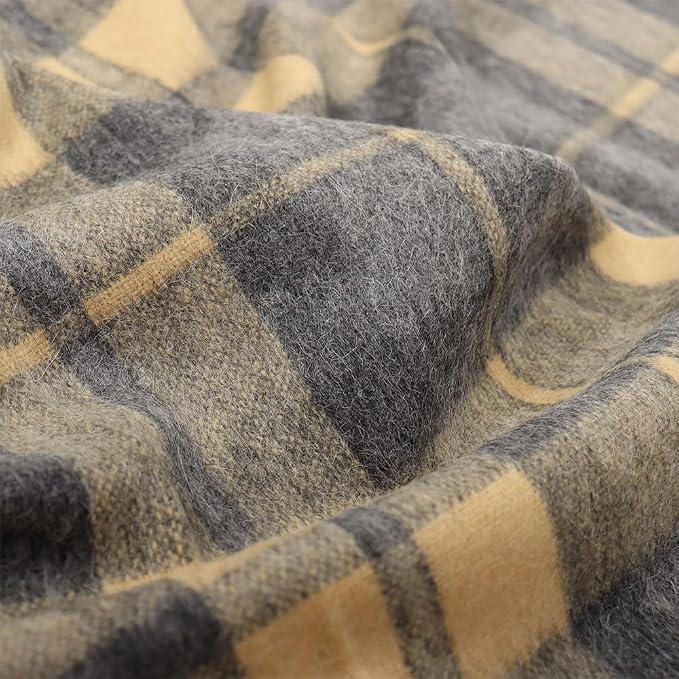 Superfine Alpaca Wool Throw Blanket - Lightweight Alpaca Merino Wool Throw Blankets | Soft Peruvian Alpaca Blanket Wool Blanket Scottish Design 72" x 60" (Corn/Gray)
