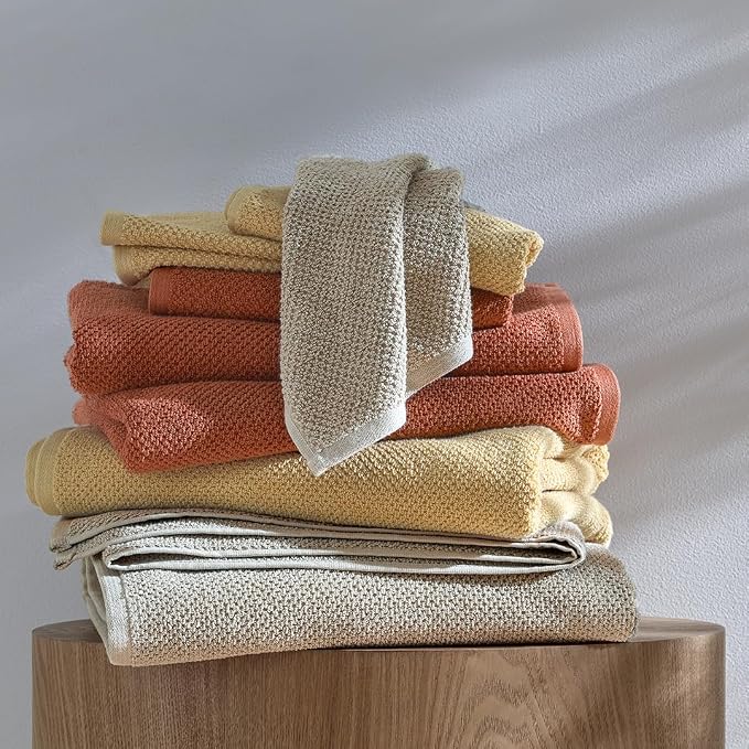Organic Cotton Textured Towels - Light Taupe - 2 Bath Sheets