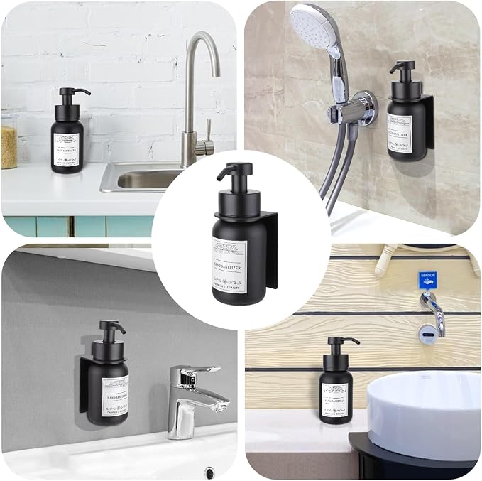 Lotion Dispenser 2-Pack Shower Soap Dispenser Set with Pump and Wall Mount Multi-Scene soap Bottle(Black Set of 2)
