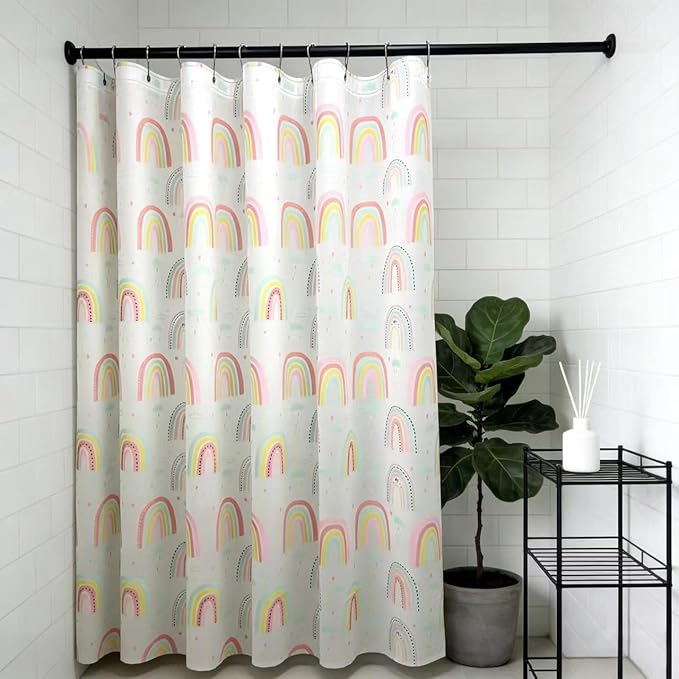 Plastic Shower Curtain Liner, Premium EVA 6G Rainbow Shower Curtain, Shower Curtains for Bathroom with 3 Magnetic Weights and Rustproof Grommets (Rainbow, 72X72 Inch)