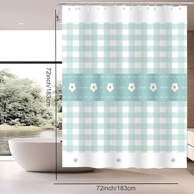TIKABC Shower Curtain Liner, 4G PEVA Shower Liner, Plastic Peva Waterproof Shower Curtains, 72x72 inch with Grommet Holes 3 Magnetic Weights
