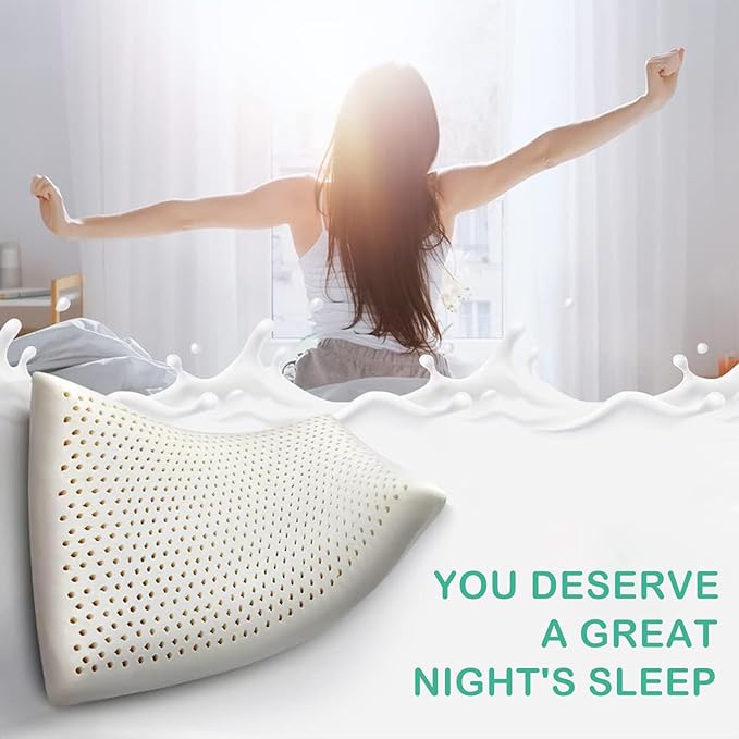 JOTOM 100% Natural Talalay Latex Latex Sleeping Bed Pillow – Luxury Extra Soft Pillow for Side, Back, and Stomach Sleepers - Removable Breathable Cotton Cover - Extra Soft (Standard (Extra Soft))
