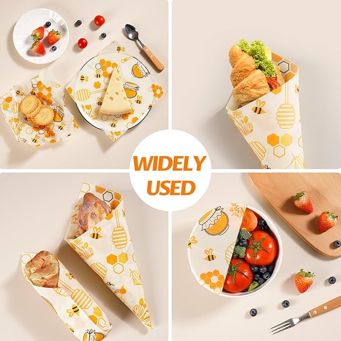 Beeswax Wraps for Food – Reusable Beeswax Bread Bag & Sandwich Wrap, Organic & Eco-Friendly & Sustainable Bees Paper, Perfect Alternative to Aluminum Foil Sourdough Storage & Plastic Wrap(Bee jar)