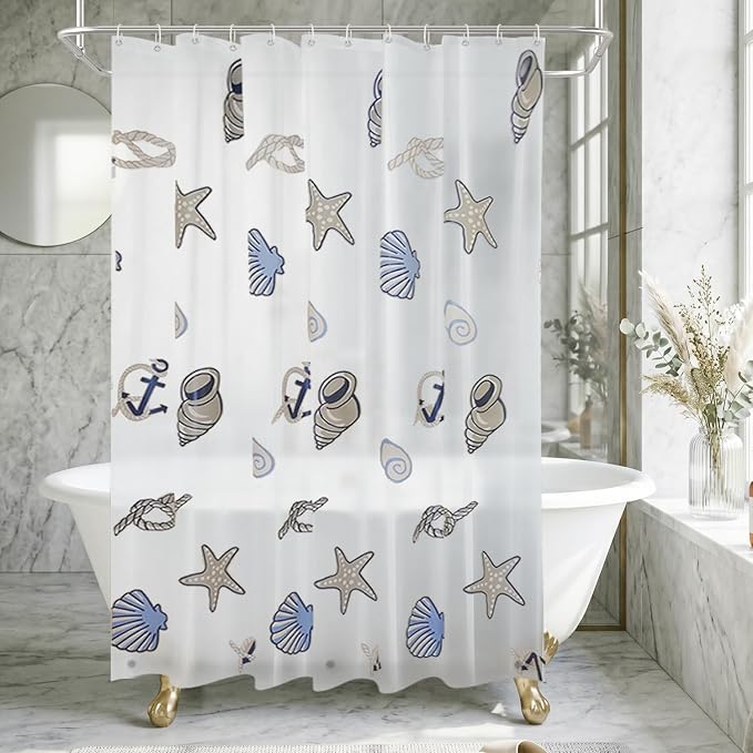 PEVA Shower Curtain, Water Repellent Premium Bathroom Shower Curtain with 3 Magnetic Weights for Shower Stall, Bathtubs