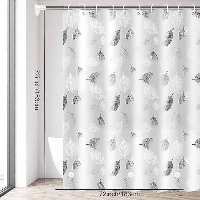 TIKABC Shower Curtain Liner, 4G PEVA Shower Liner, Plastic Waterproof Shower Curtains, 72x72 inch with Grommet Holes 3 Magnetic Weights