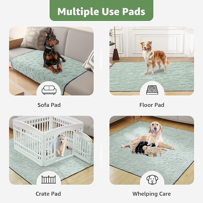 LOOBANI 48"x48" Whelping Pads, Super Absorbent Reusable Pee Pads for Dogs, 2 Pack Leakproof & Waterproof Dog Playpen Mat, Washable Puppy Pads for Potty, Floor, Crate, Couch, Bed and Travel