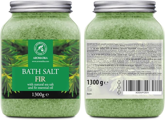Fir Bath Salt with Natural Fir Essential Oil 46 Ounces - Natural Bath Sea Salt - Coniferous Salts - Best for Bath - Relaxing - Body Care - Beauty - Aromatherapy