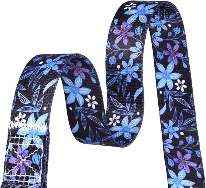 Mihqy Dog Collar with Bohemia Floral Tribal Geometric Patterns - Soft Ethnic Style Collar Adjustable for Small Medium Large Dogs(Floral Blue,S)
