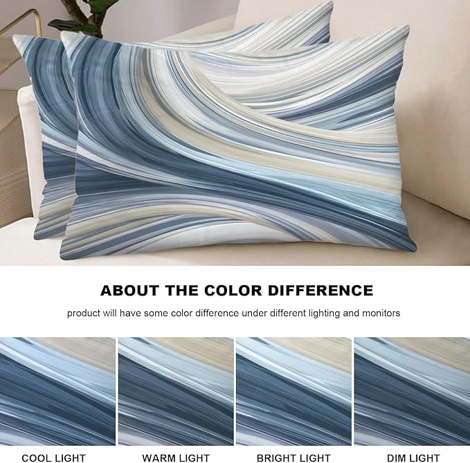 Shrahala Serene Fluid Art Pillowcases, Calm Hues Minimalist Lumbar Pillow Cover Decorative Blended Double-Sided No Inserts for Bedroom Sofa Living Room Set of 2 (26 x 20 in)