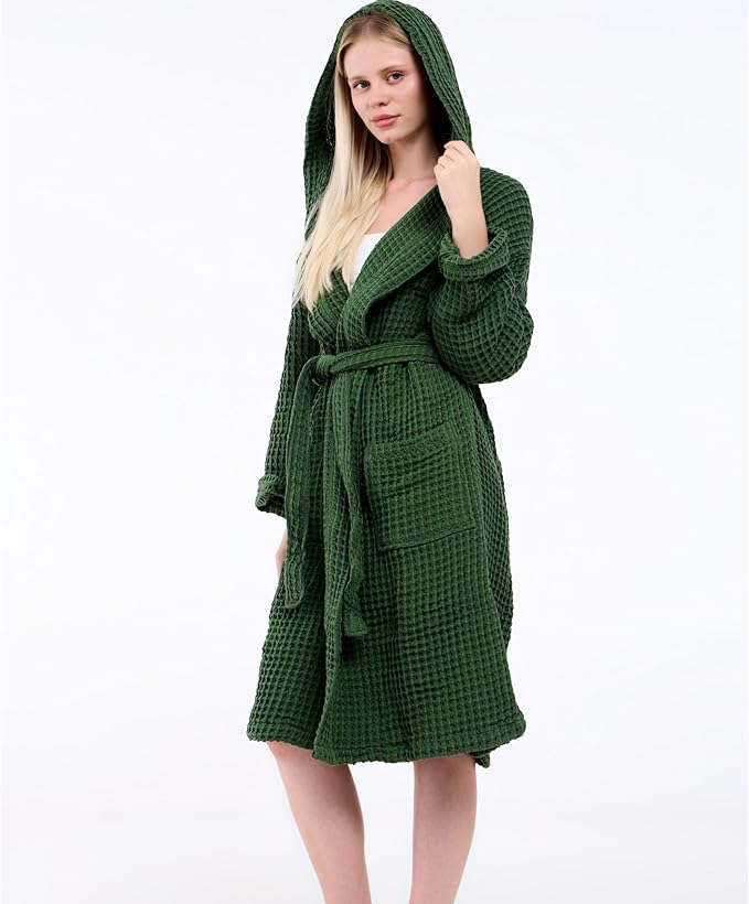100% Turkish Cotton Waffle Bathrobe for Women