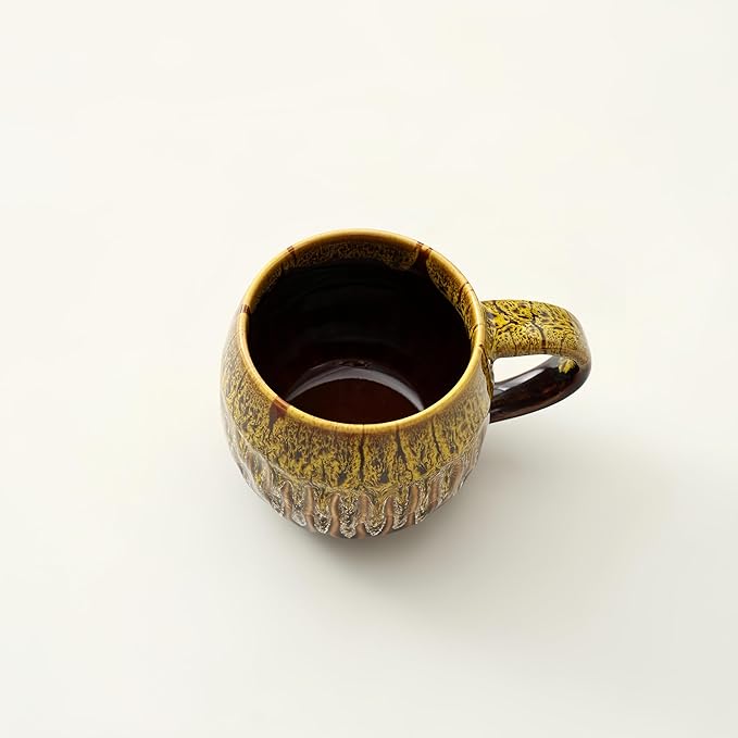 20oz Large Coffee Mug - Unique Handcrafted Look Ceramic Cup, Large Tea Mug, Microwave & Dishwasher Safe (yellow)