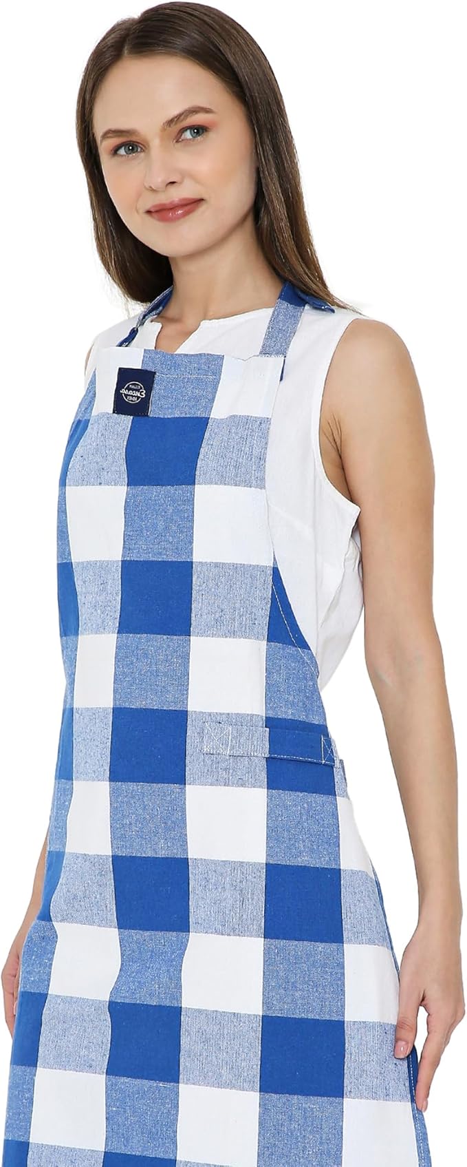 Encasa XO Cotton Kitchen Aprons for Women & Men with Pocket & Towel Loop, Adjustable Neck & Back Strap for Cooking, Baking