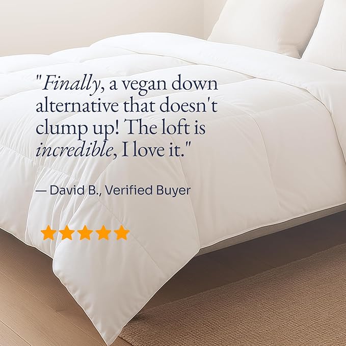 100% Organic Cotton Comforter/Duvet Insert, All-Season, Hypoallergenic, Luxurious Down Alternative, 400 Thread Count, Box-Stitch - King Size, White