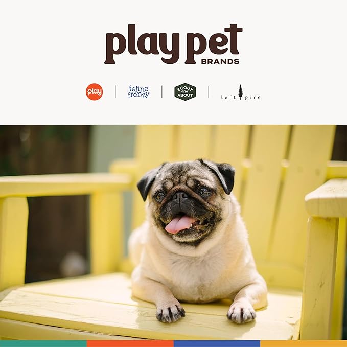 P.L.A.Y. Stuffed Dog Toys, ECO Bones - Extra Durable Squeaker Chew Toy, Great for Teething Puppies & Small, Medium, Large Dog Breeds - Machine Washable, Recycled Materials (Urban Denim, Medium)