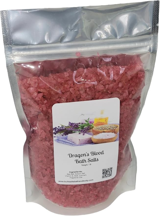 Bath Salts | 1lb Bag (16oz.) | Choose Your Scent | Epsom Salt | Sea Salt| Bathing | Body Care | Beauty | Relaxation | Spa | Pedicure | Manicure | Soak (Dragon's Blood)