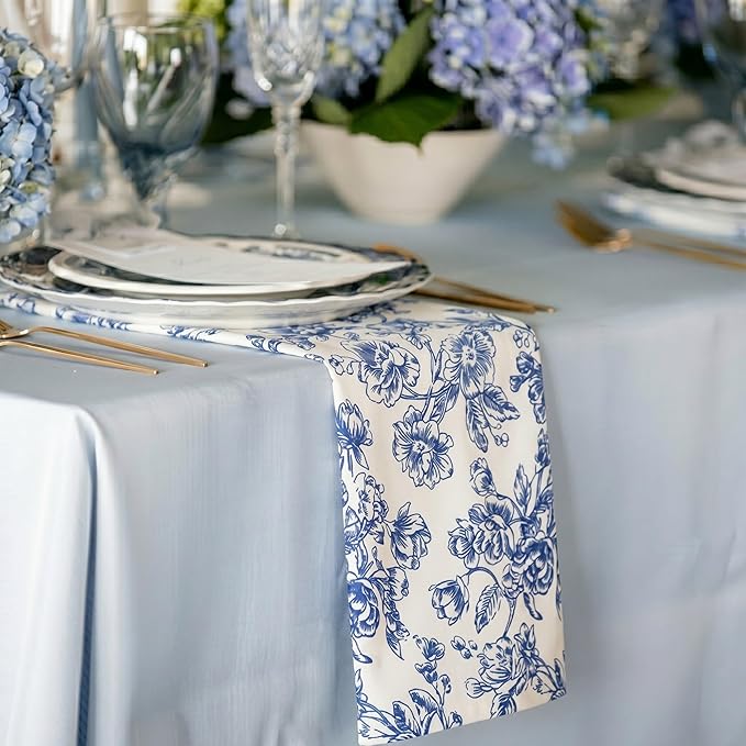 Mindsoft 12 Pack Blue Floral Cloth Napkins 18x18 Inch Reusable Linen Cotton Dinner Napkins Vintage Blue and White Table Napkin Cloth for Wedding Banquet Bridal Party Supplies