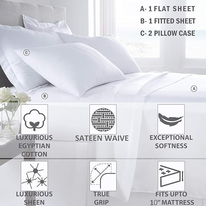 Femini Fashion 100% Organic Cotton Bed Sheets 800-Thread-Count, 16-Inch Deep-Pocket, Luxury Breathable Crisp 4-Piece Bed Sheet Set (1 Flat Sheet, 1 Fitted Sheet, 2 Pillowcases) - Queen-XL, Lilac