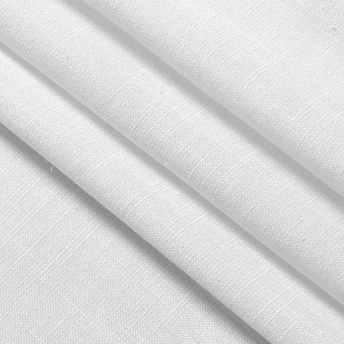 Nanspring Kitchen Linen Curtains 30 Inch Length White Semi Sheer Light Filtering Curtains Back Tab and Rod Pocket Modern Farmhouse Decor for Cafe Small Window Curtain 29 x 30 Inch,2 Panels