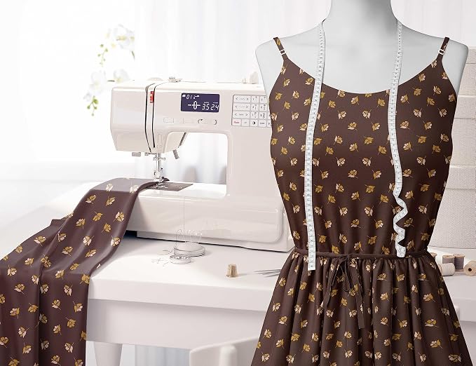 Soimoi Floral Print - Brown, Viscose Rayon Fabric Material - 42 Inch Wide, 1 Yard, Unstitched Material for Dresses, Blouses, Skirts, Sleepwear, Kids Clothing