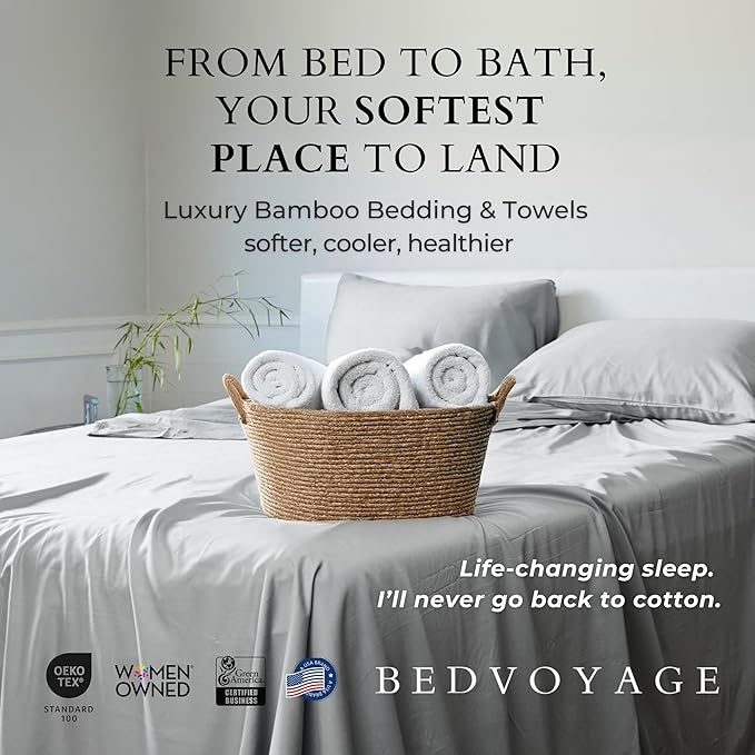 BedVoyage Ultra Soft King Pillowcase Set, Cooling & Breathable, Silky & Gentle to Skin and Hair, Luxury 100% Viscose Derived from Bamboo, 20x36 Envelope Closure, 2pc Set, King – Stone