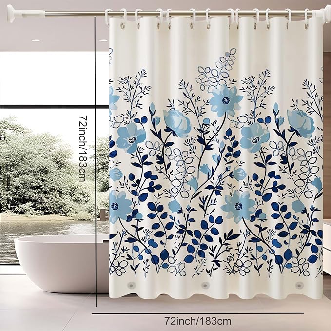 TIKABC Shower Curtain Liner, 4G PEVA Shower Liner, Plastic Waterproof Shower Curtains, 72x72 inch with Grommet Holes 3 Magnetic Weights