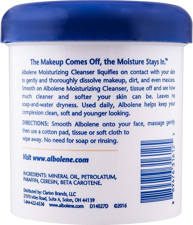 Albolene Moisturizing Cleanser & Makeup Remover Balm, Fragrance-Free Facial Cream for Cleansing & Hydration, Multi-Use Skincare for All Skin Types, No Harsh Chemicals, 12 oz (Pack of 2)